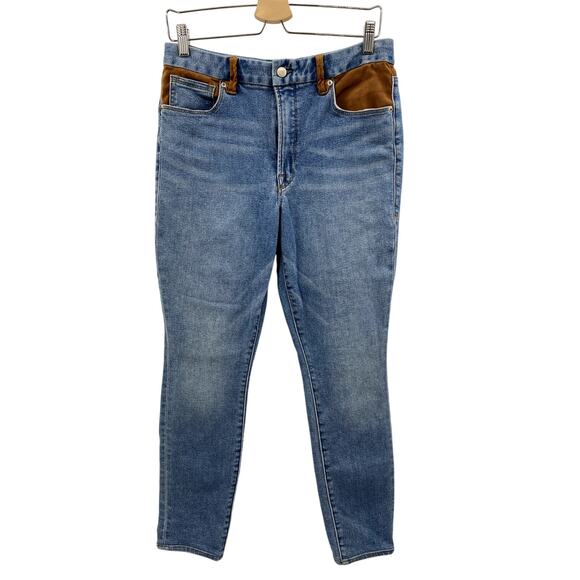 Good American Good Legs Indigo Suede Mixing Skinny Jeans - Picture 2 of 5